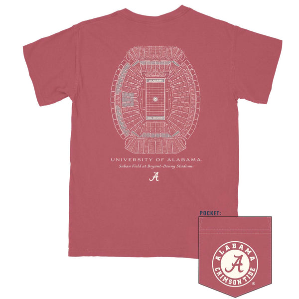 Alabama Crimson Tide Bryant Denny Blueprint Short Sleeve T-Shirt