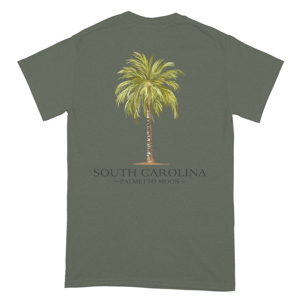 Palmetto Moon SC Palm Tree Short Sleeve T-Shirt in military green
