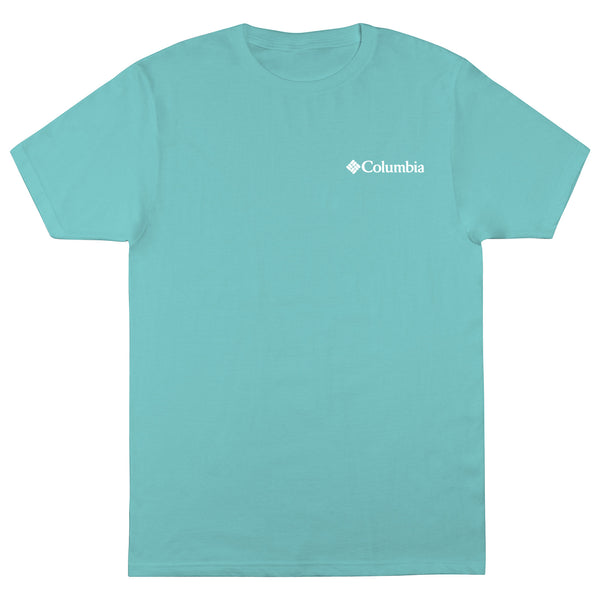 Light blue t-shirt with Columbia logo on a white background