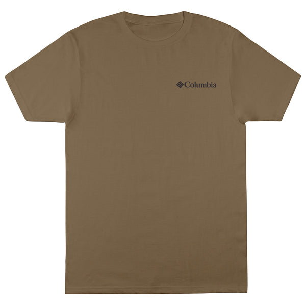  Brown t-shirt with Columbia logo on a white background