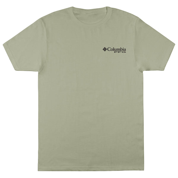  Light green t-shirt with Columbia logo on a white background