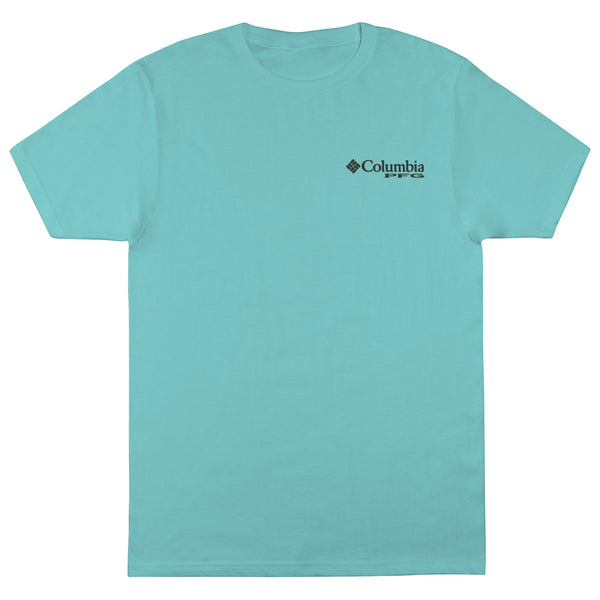 Light blue t-shirt with Columbia logo on a white background