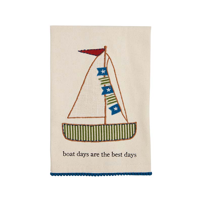 Boat Days Lake Applique Kitchen Towel