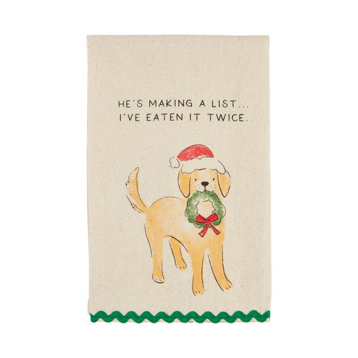 He's Making A List Dog Holiday Kitchen Towel