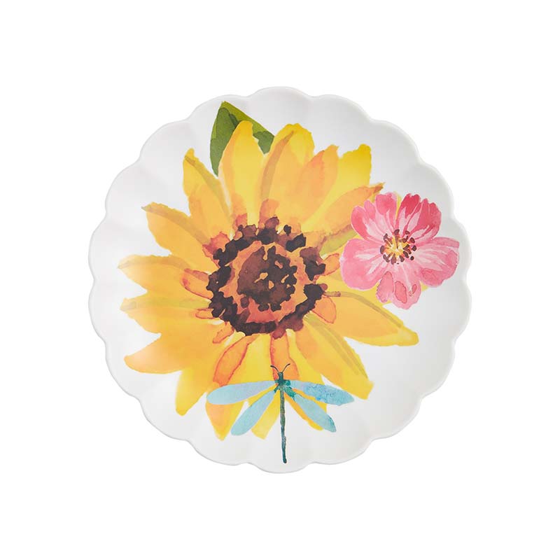 Yellow Floral Melamine Plate
