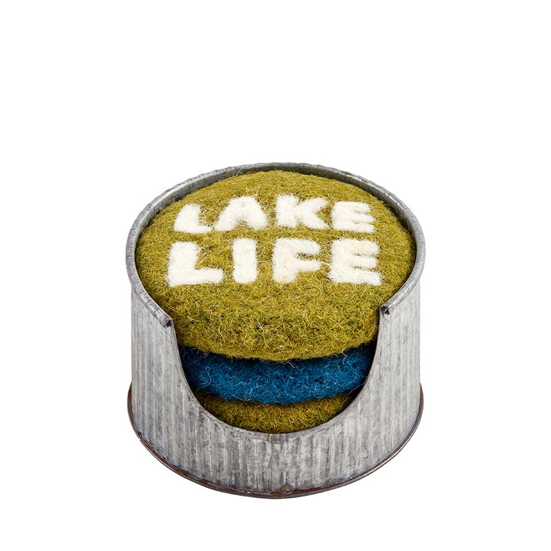 felted wool lake coaster set