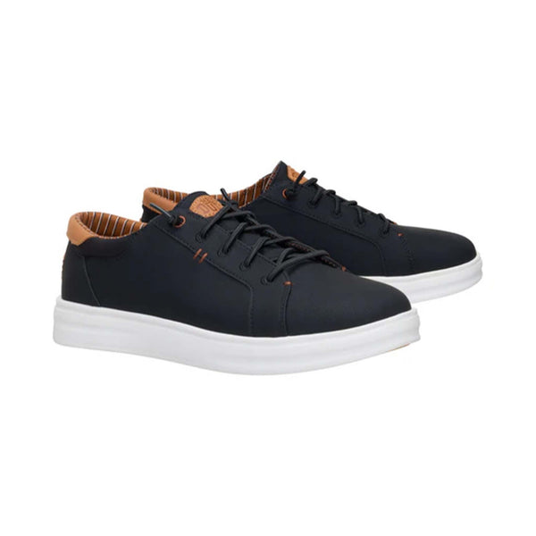 Pair of Hey Dude Paul Pro Classic Shoes in Black shown at a front-side angle with laces.