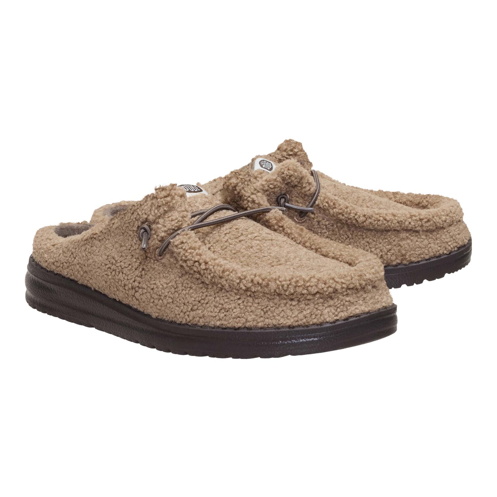 Pair of brown slippers on a white background