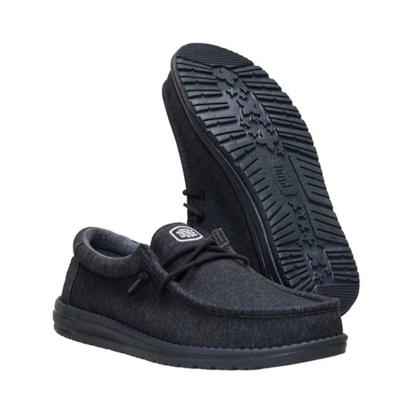 hey dude Men's Wally Stretch Jersey Shoes in Black