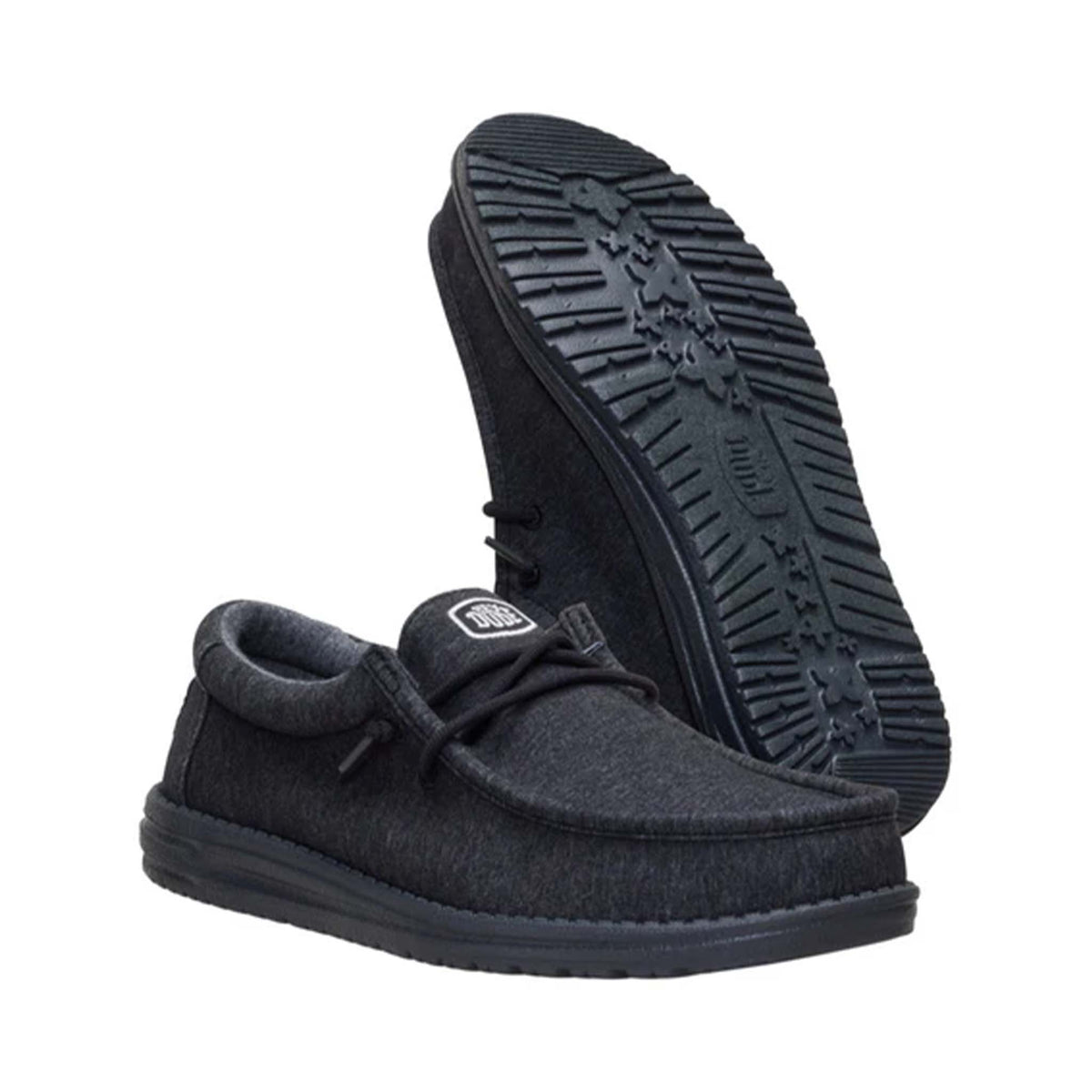 hey dude Men's Wally Stretch Jersey Shoes in Black