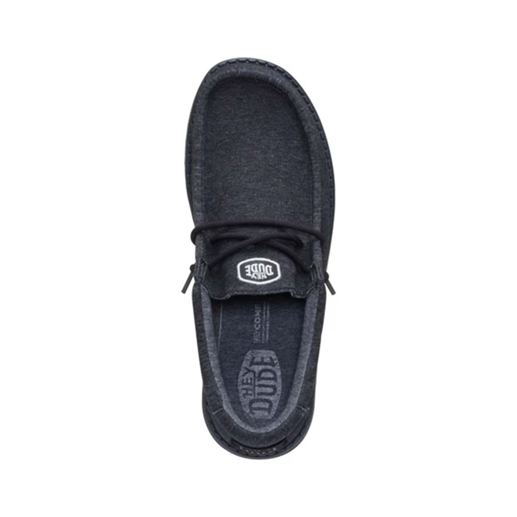 HEYDUDE Men's Wally Stretch Jersey Shoes in Black | Palmetto Moon