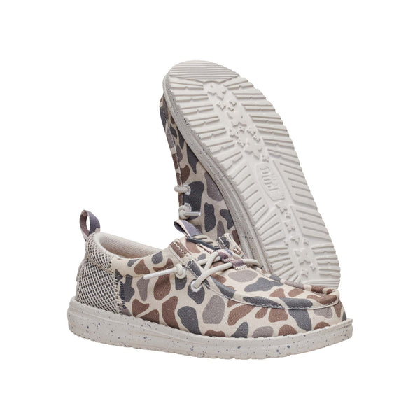 HEYDUDE x Burlebo Youth Wally Funk Shoes in Deer Camo