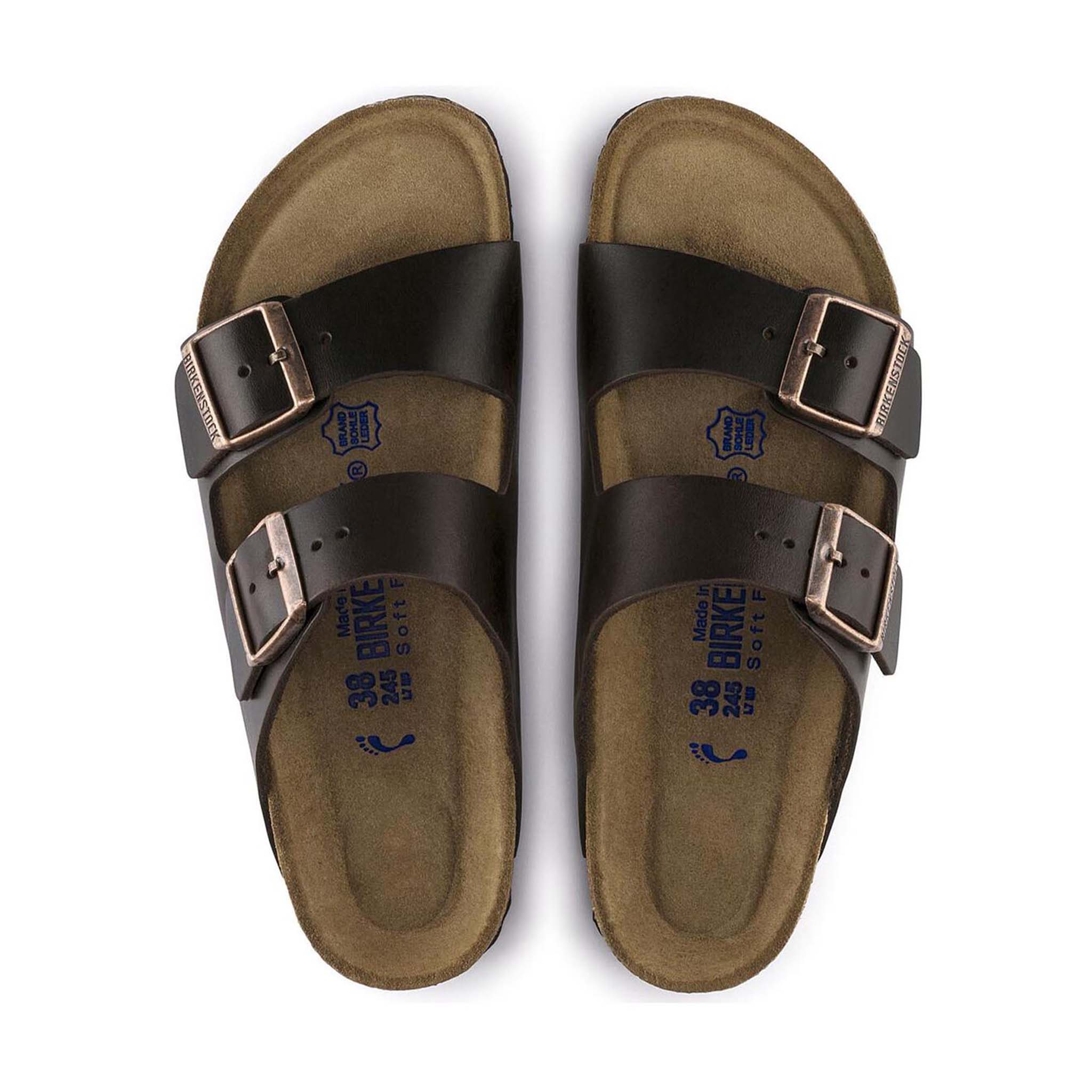 Men's Arizona Soft Footbed Oiled Leather Sandals Brown