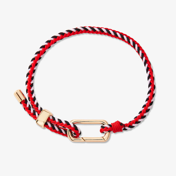 Carabiner Clasp Bracelet in Red, Black, and White