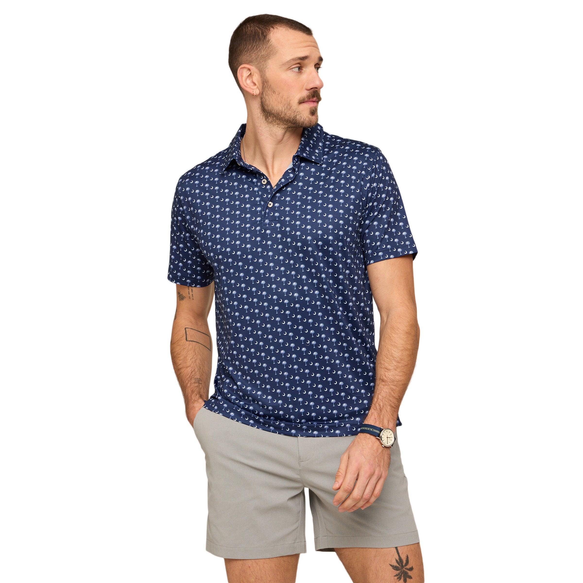 女王蜂 qb original night wear tops(cotton) Chubbies The Goodnight Palmetto Moon Performance Polo | Palmetto Moon