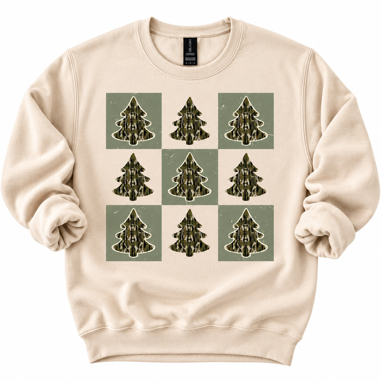 Scattered Camo Christmas Tree Crewneck