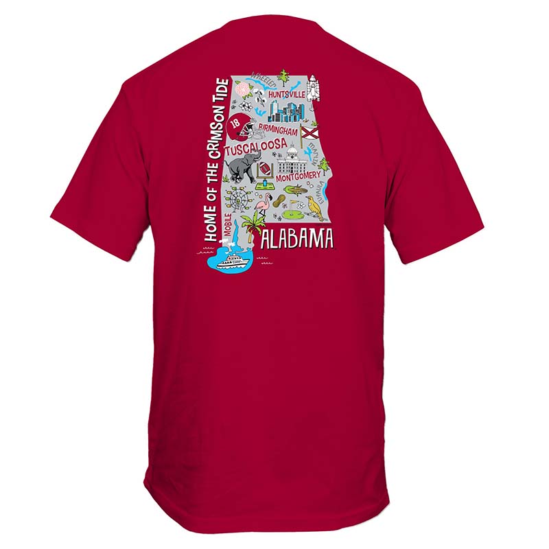 Alabama Cartoon State Short Sleeve T-Shirt