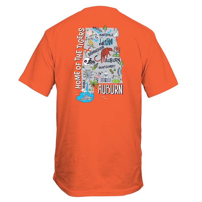 Auburn Cartoon State Short Sleeve T-Shirt