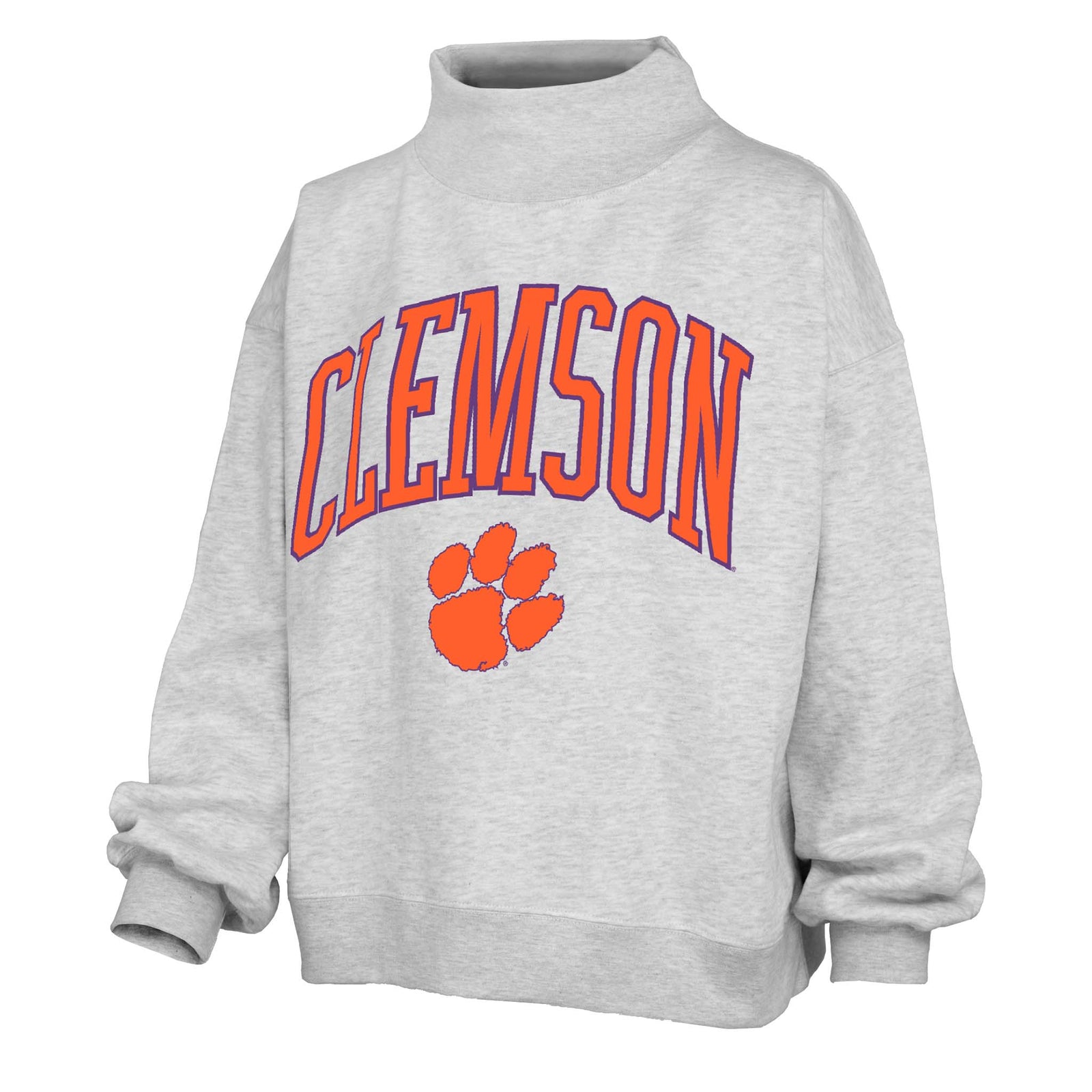 Clemson Big Text Oversized Mock Neck Sweatshirt by pressbox