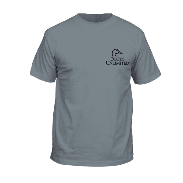 Gray t-shirt with Ducks Unlimited logo on a white background