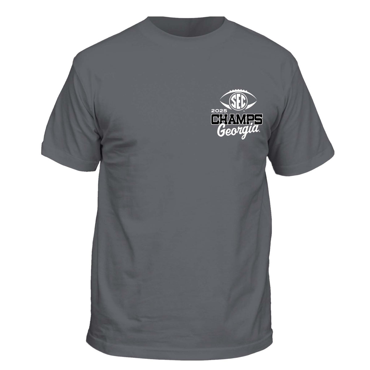 UGA 2025 SEC Champions Mascot Short Sleeve T-Shirt in charcoal grey