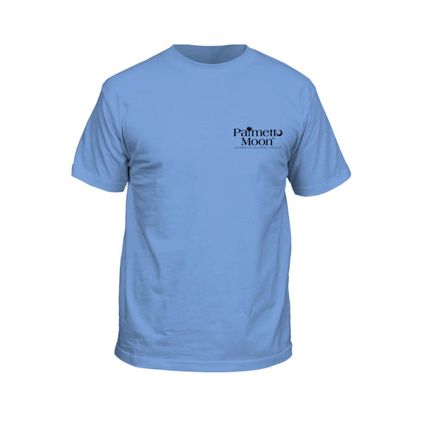 Light blue t-shirt with 'Palmetto Moon' logo on a white background
