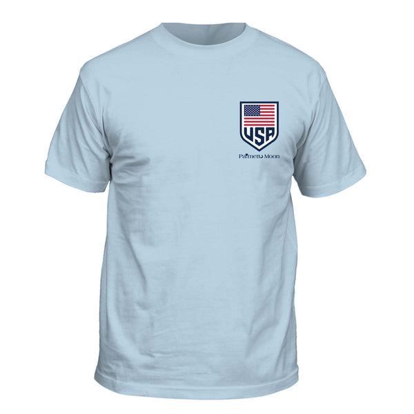 USA Shield Short Sleeve T-shirt in Chambray