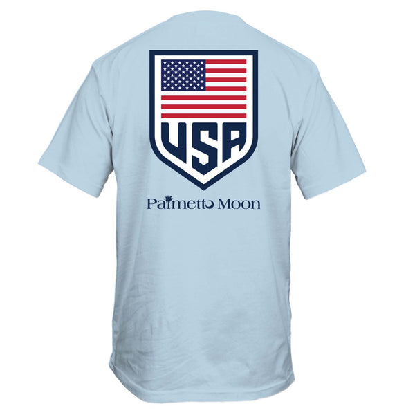 USA Shield Short Sleeve T-shirt in Chambray
