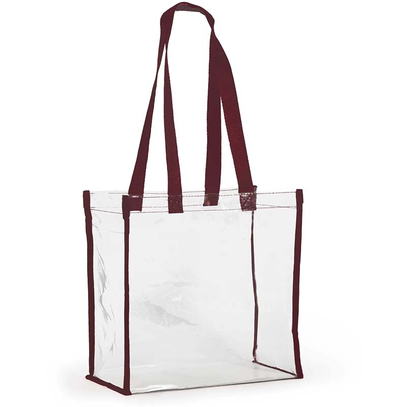 Clear Stadium Tote in Maroon
