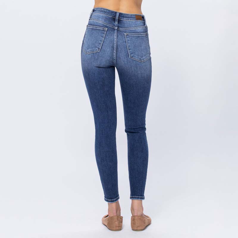 Button High Rise Skinny Jeans