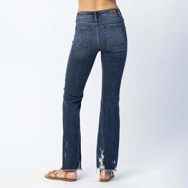 Contrast Mid Rise Flare Jeans