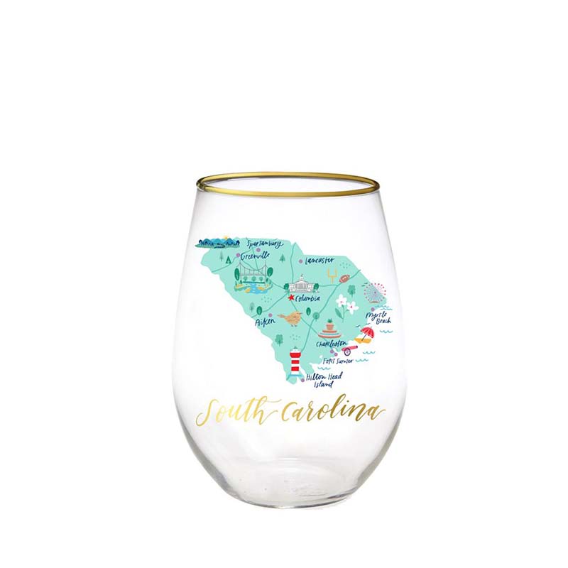 South Carolina Icons Stemless Wine Glass