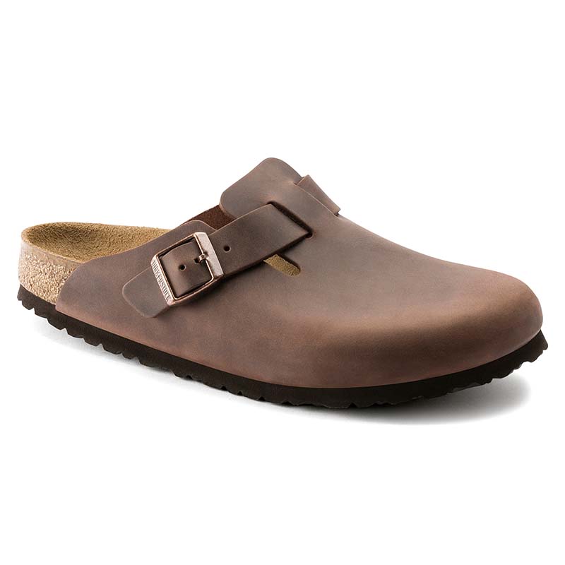 Birkenstock Boston Oiled Leather Slip On Shoes in Habana