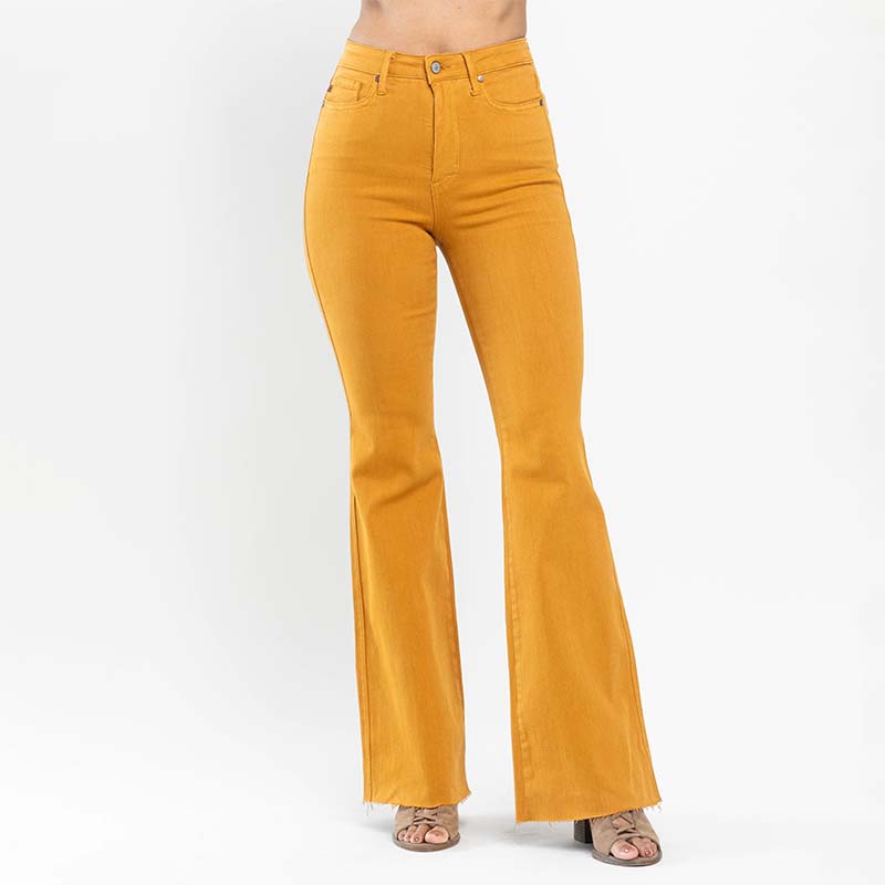 Dyed High Rise Flare Jeans