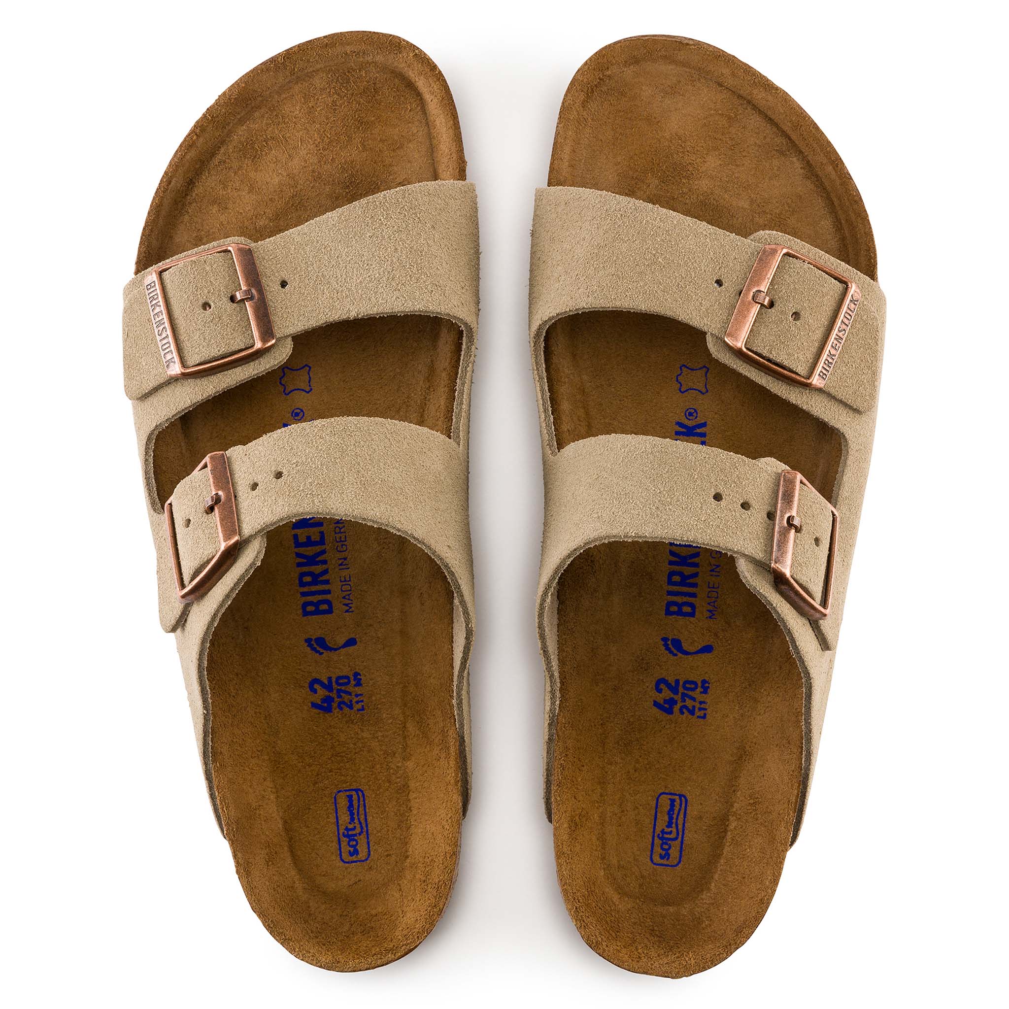 Men's Arizona Soft Footbed Suede Leather Sandals Taupe