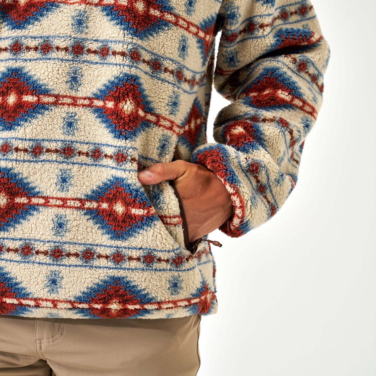 Burlebo Men's Mountain Fleece Quarter Zip Pullover in Arizona Aztec