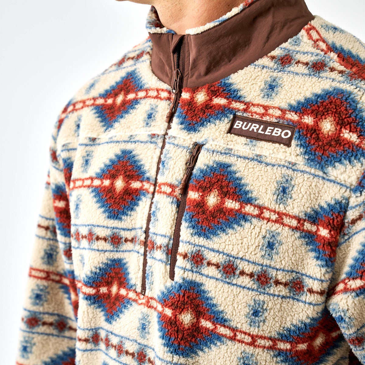 Burlebo Men's Mountain Fleece Quarter Zip Pullover in Arizona Aztec