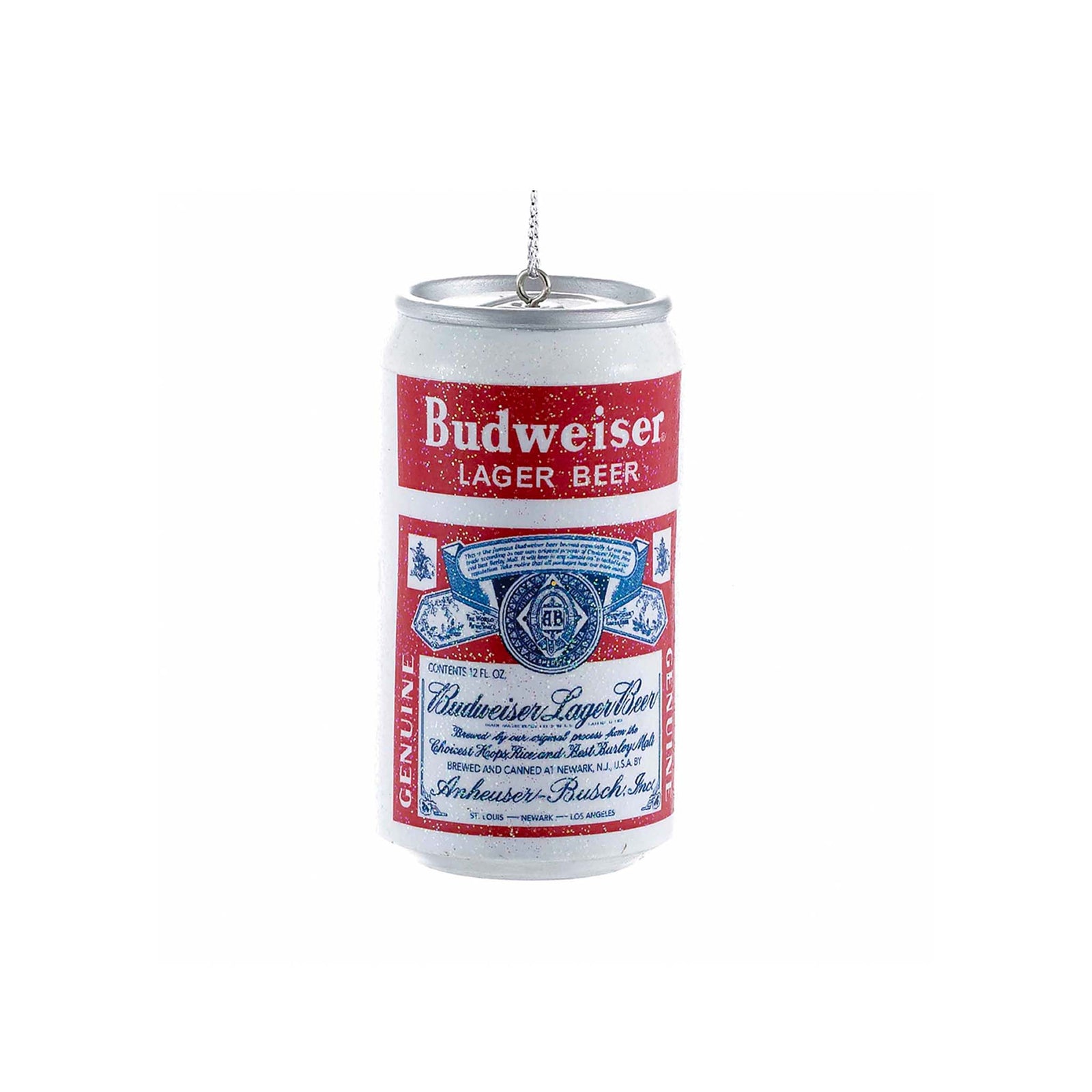 Budweiser Lager Beer can-shaped candle on a white background