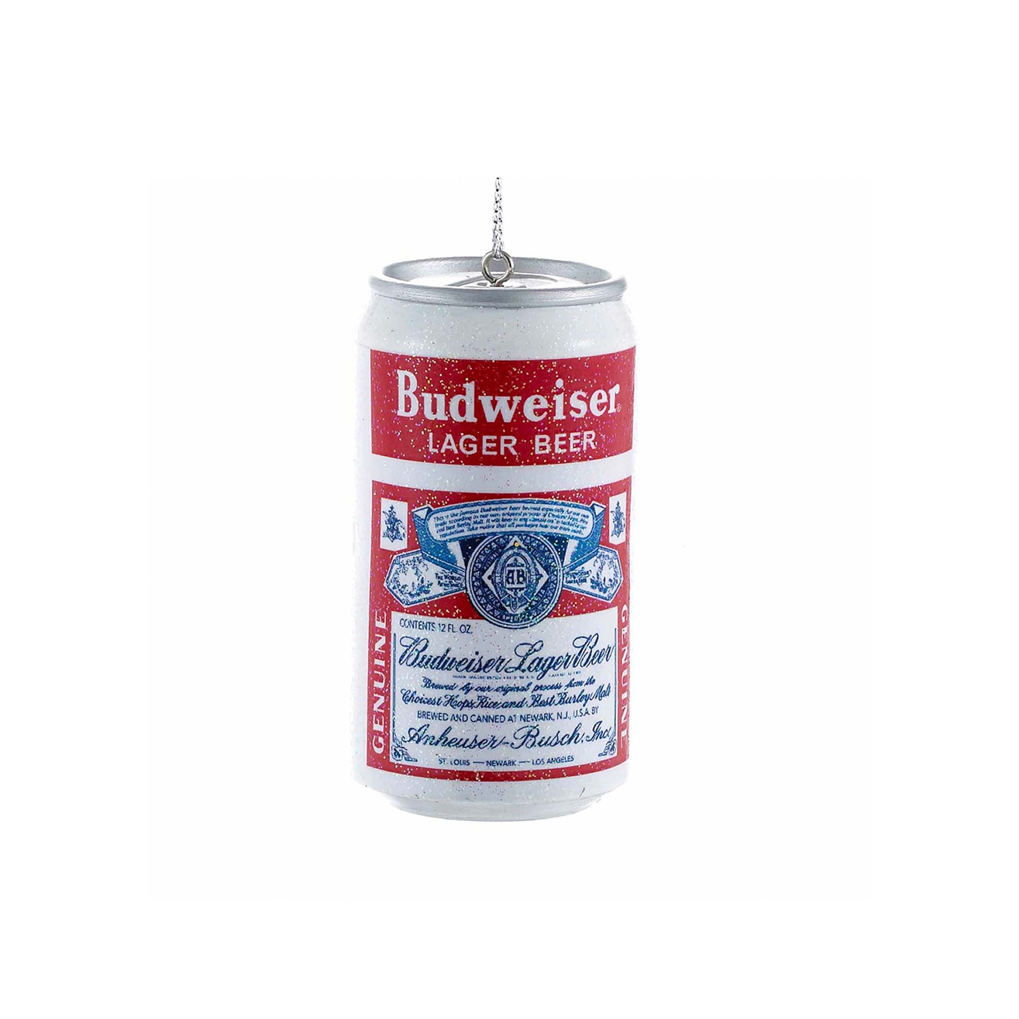 Budweiser Lager Beer can-shaped candle on a white background