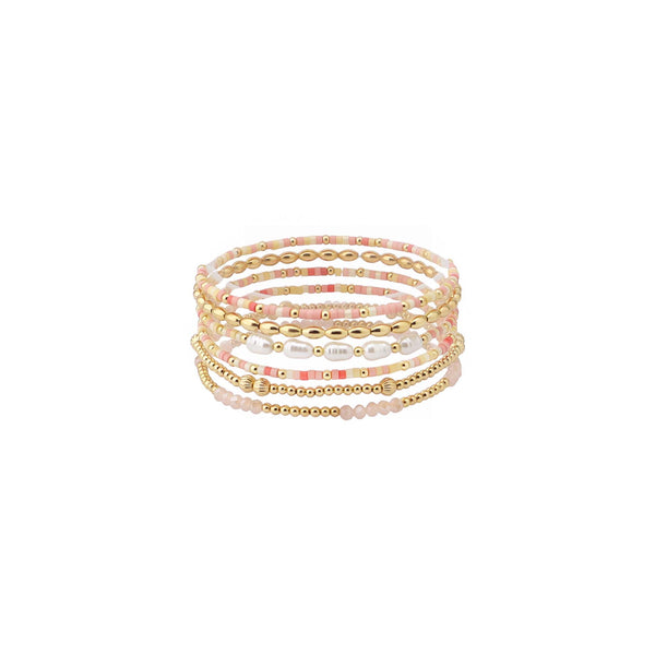 What's hot jewelry Beaded Bracelet Stack in Pink