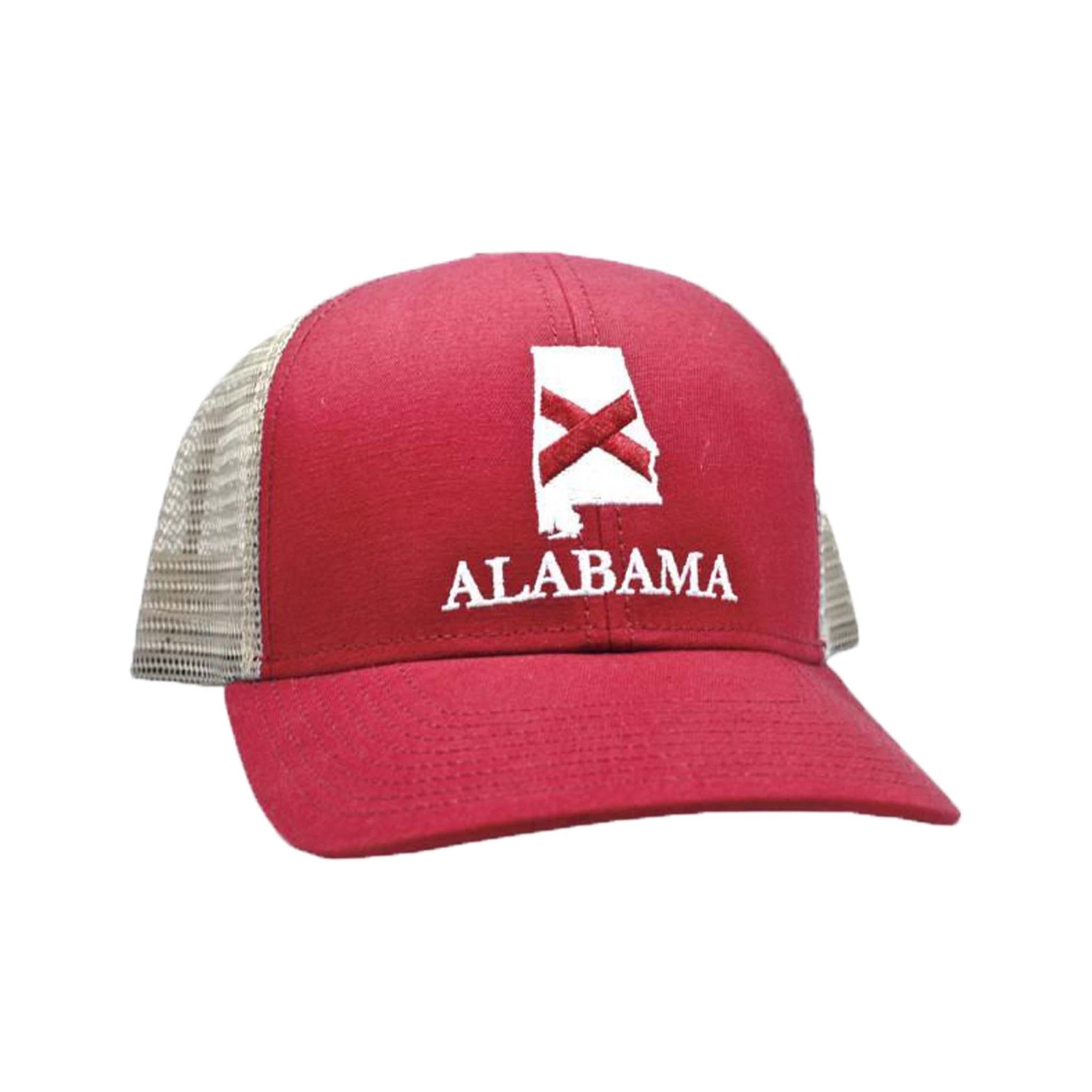 Peach State Pride Alabama Mesh Back Trucker Hat in Crimson