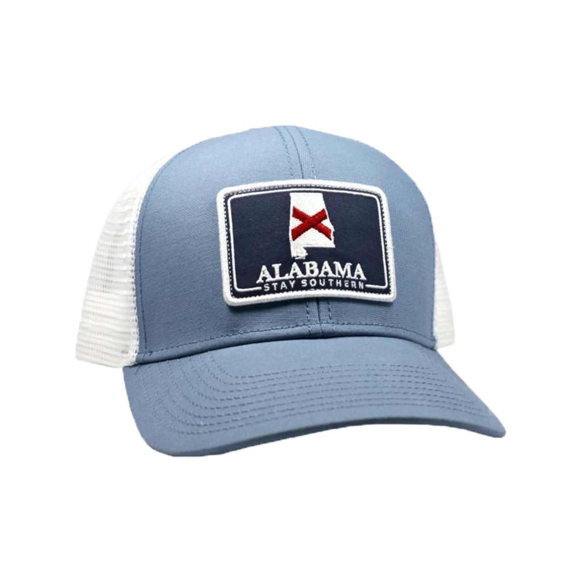 Peach State Pride Alabama Mesh Back Trucker Hat in Lake Blue