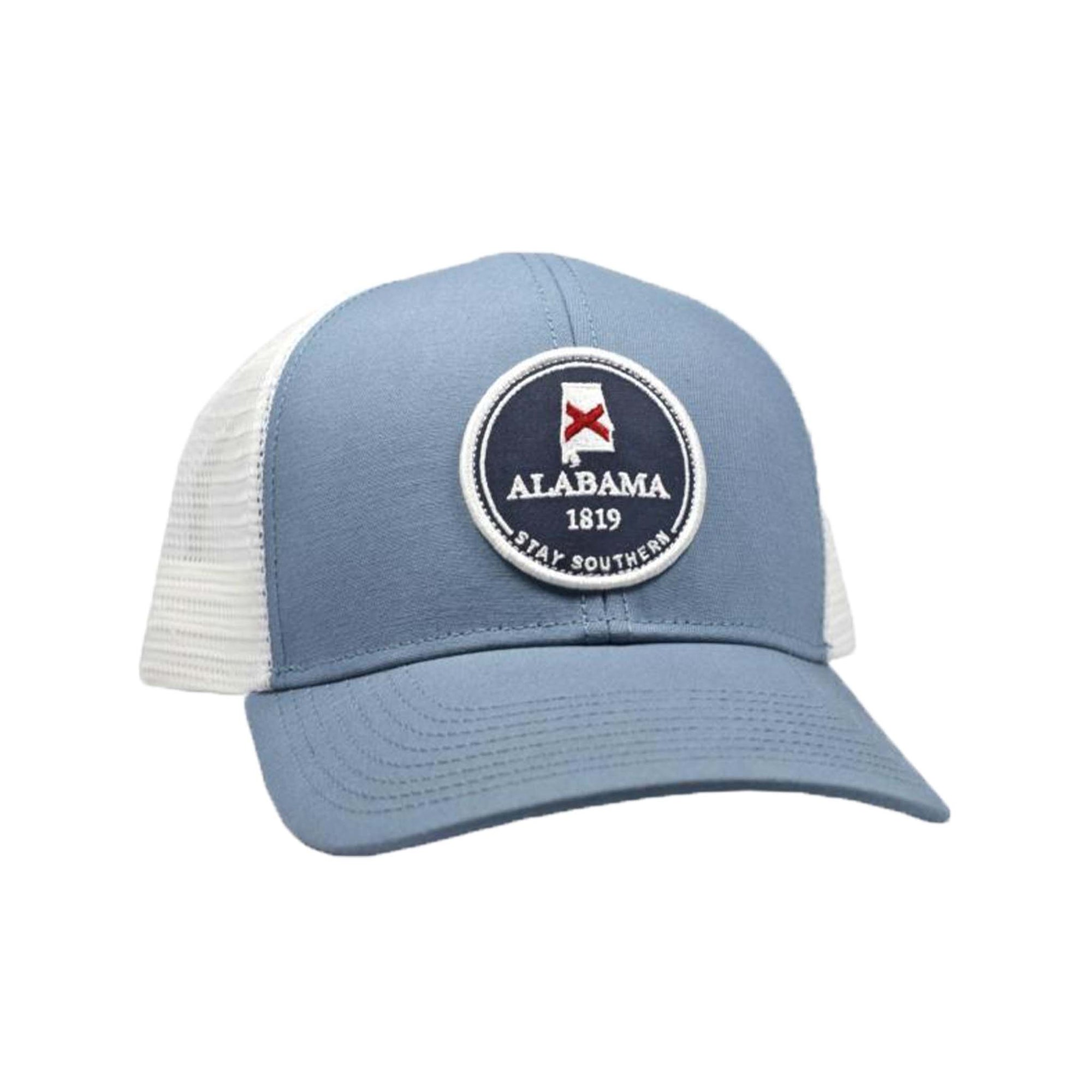Peach State Pride Alabama Mesh Back Trucker Hat in Lake Blue