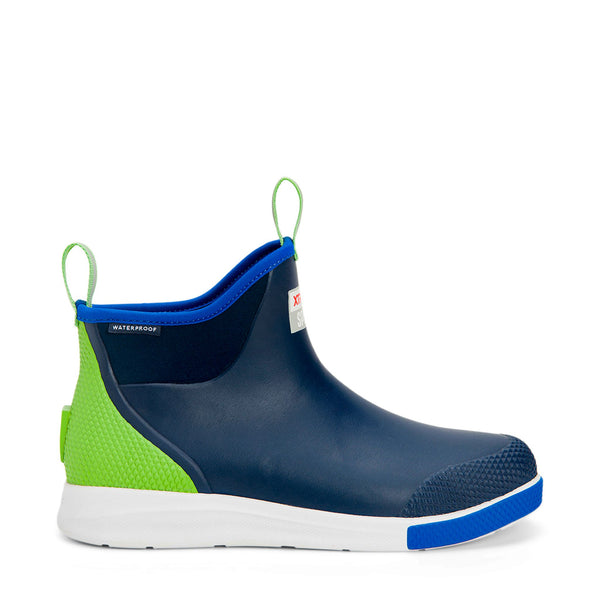 Men's Xtratuf ankle deck sport boot in blue side view.