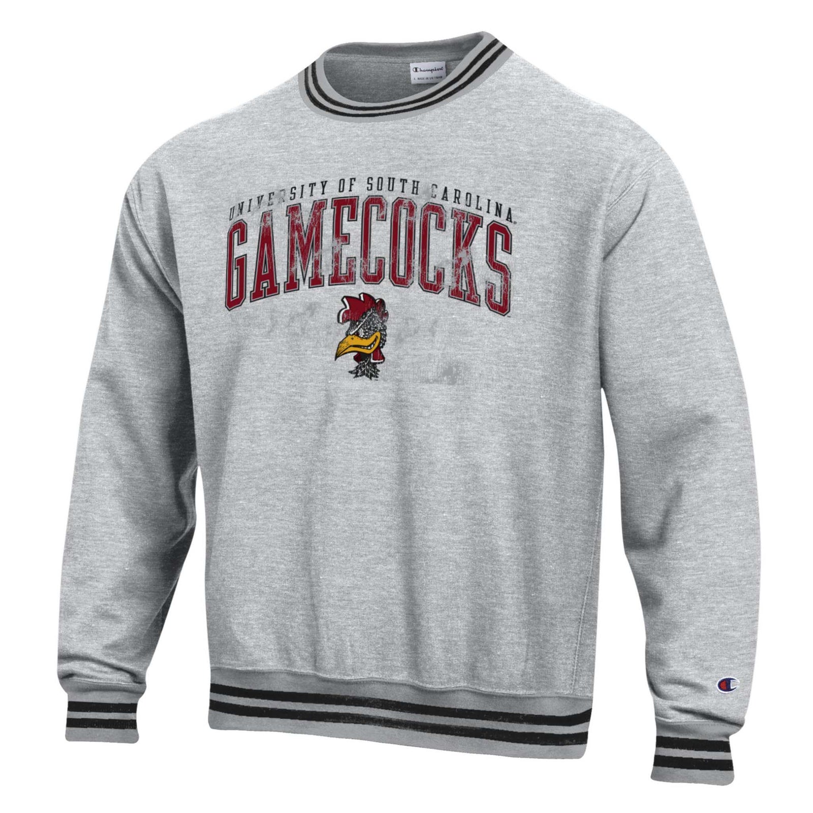 Gray sweatshirt with 'Gamecocks' text and logo on a white background
