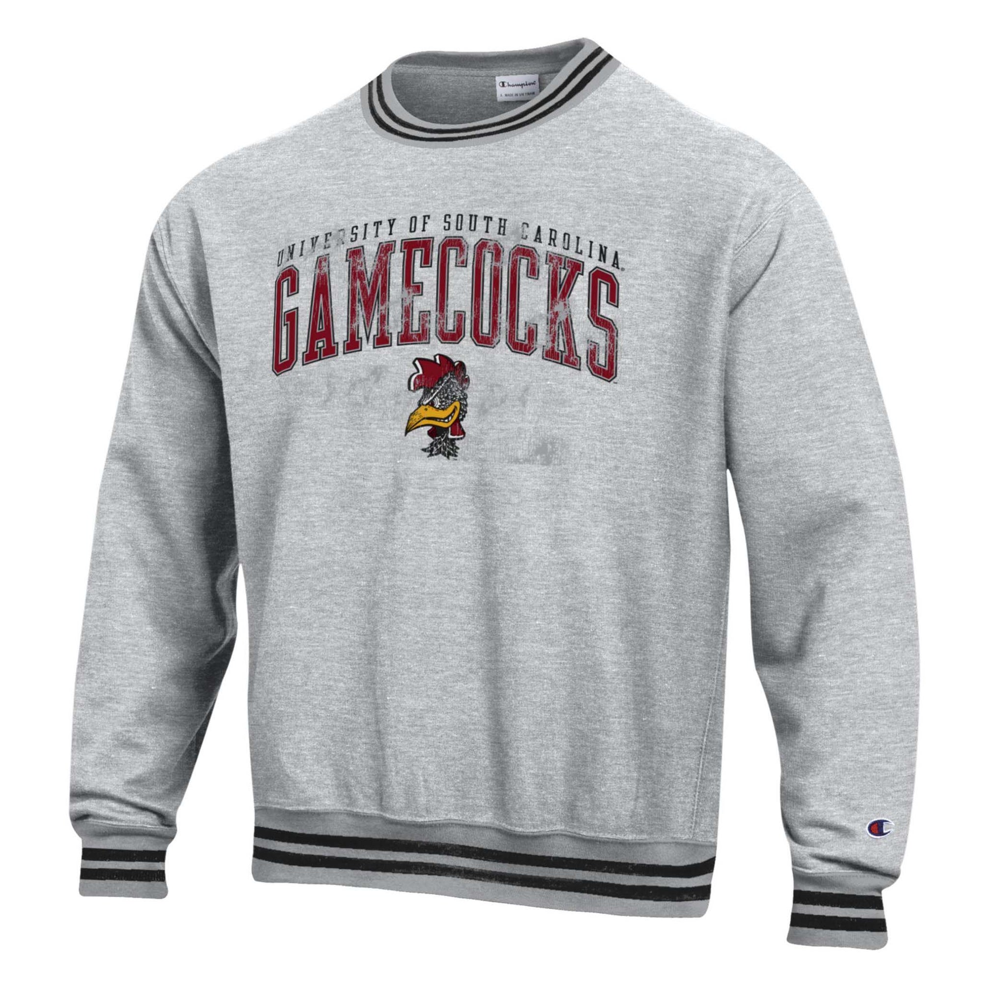 Gray sweatshirt with 'Gamecocks' text and logo on a white background