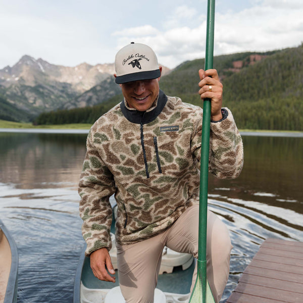 Burlebo Men's Sherpa Quarter Zip Pullover in Alpine Camo