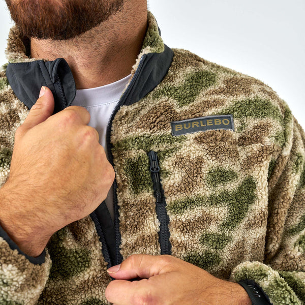 Burlebo Men's Sherpa Quarter Zip Pullover in Alpine Camo