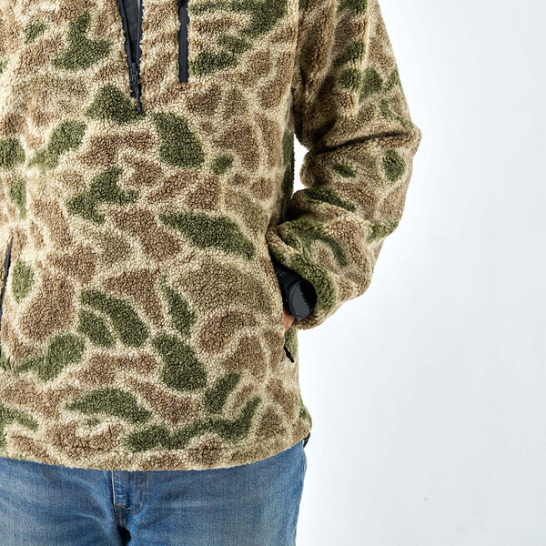 Burlebo Men's Sherpa Quarter Zip Pullover in Alpine Camo