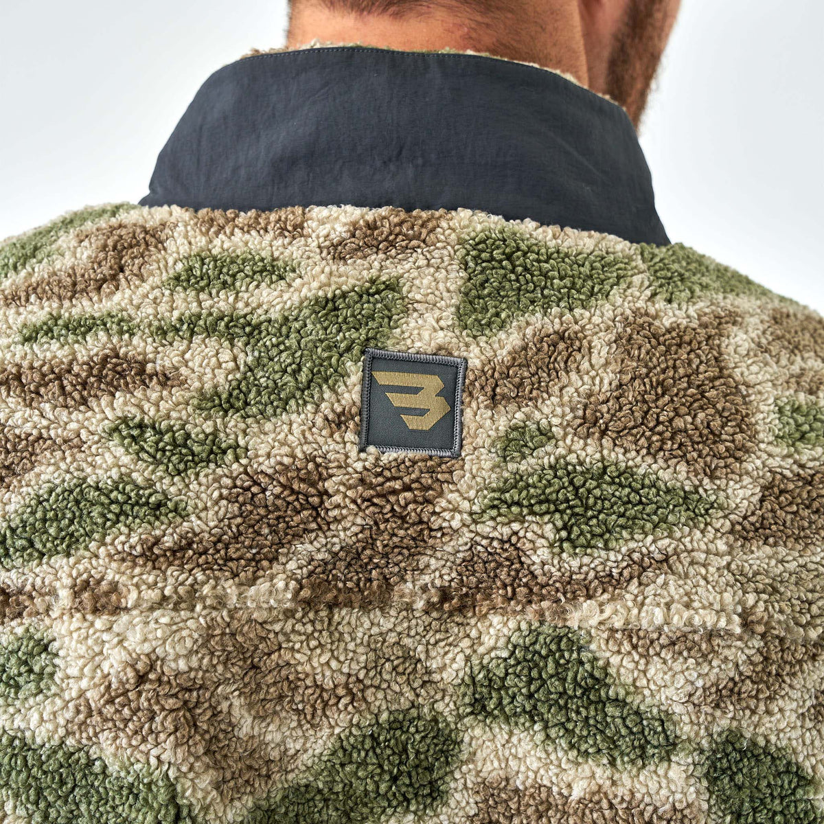 Burlebo Men's Sherpa Quarter Zip Pullover in Alpine Camo